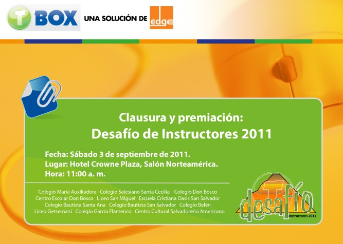 Tarjeta de invitación Clausura Desafío a Instructores 2011