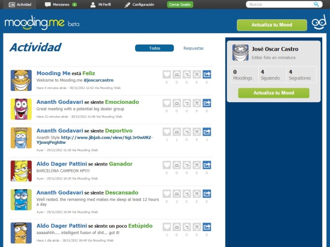 Mooding.me [Pantalla de actividades]