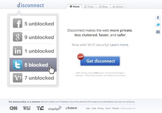 Disconnect.me [Pantalla principal]