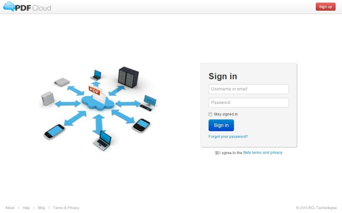 EasyPDFcloud [Pantalla de ingreso]