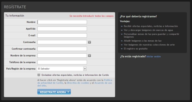 Corbis images [Formulario de inscripción]