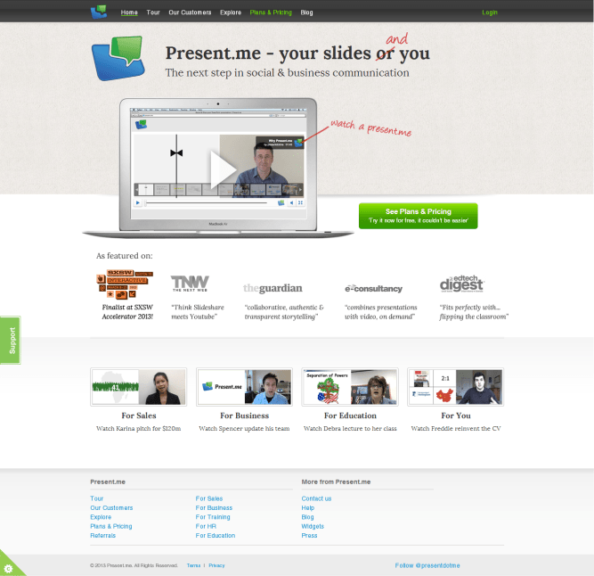 Present.me [Pantalla principal]