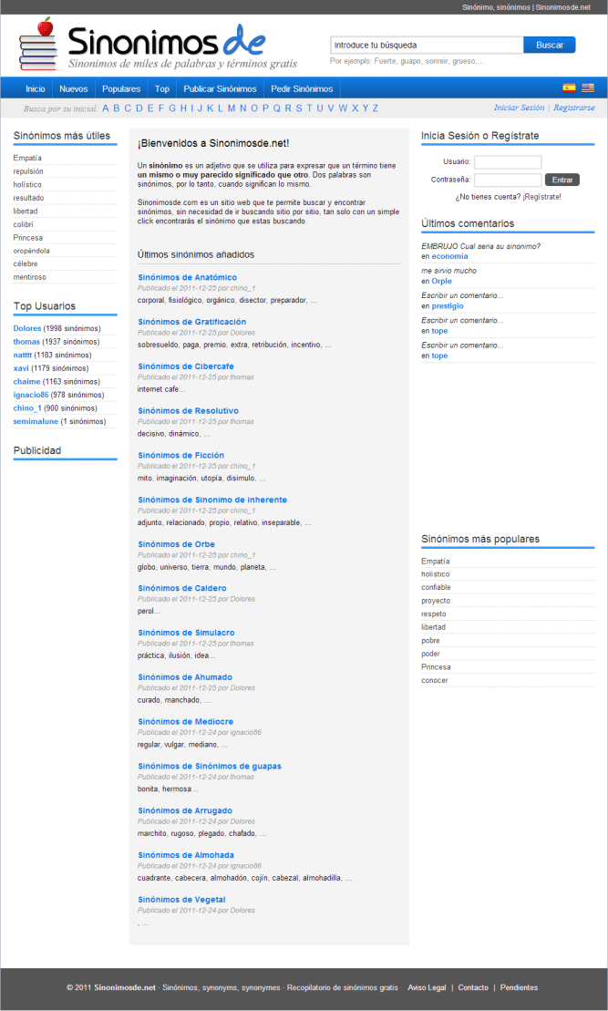 Sinónimosde [Pantalla principal]