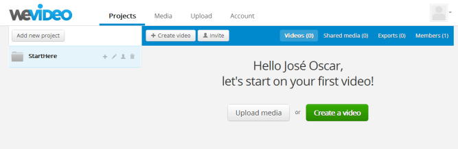 WeVideo [Pantalla de creación]