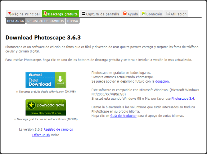 Photoscape [Pantalla de descarga]
