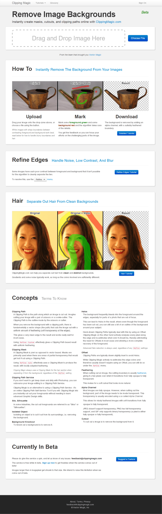 Clippingmagic [Pantalla principal]