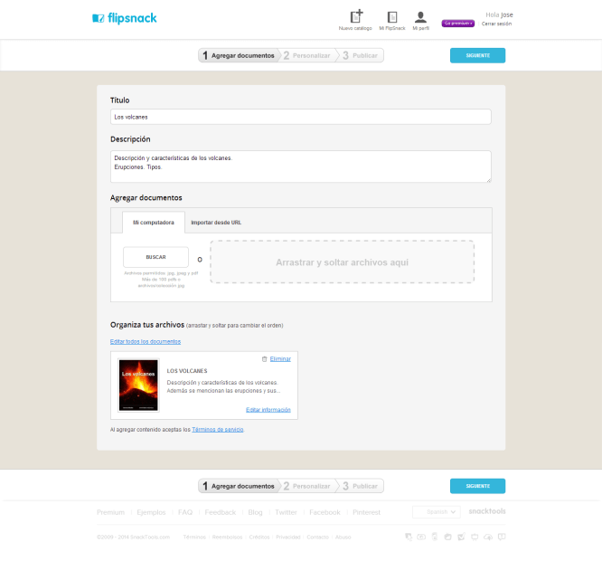 Flipsnack [Agregar documentos]