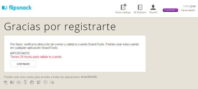 Flipsnack [Confirmación de registro]