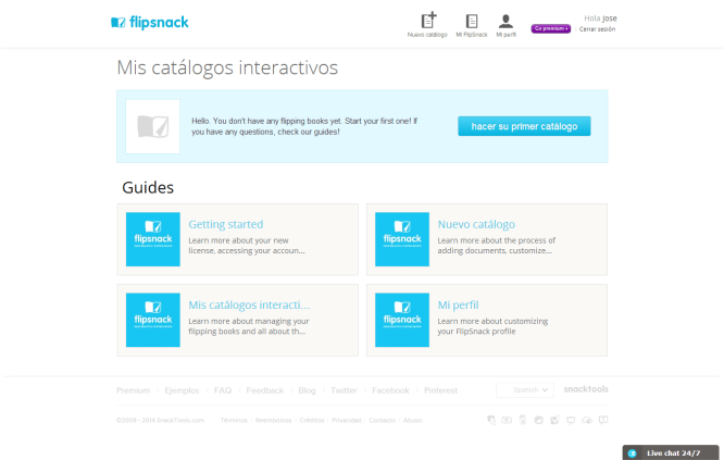 Flipsnack [Pantalla de trabajo]